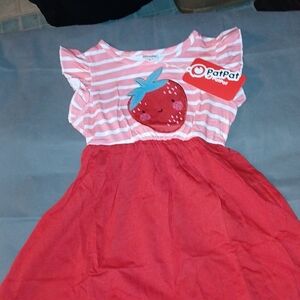 PatPat Pink and Red Strawberry Dress